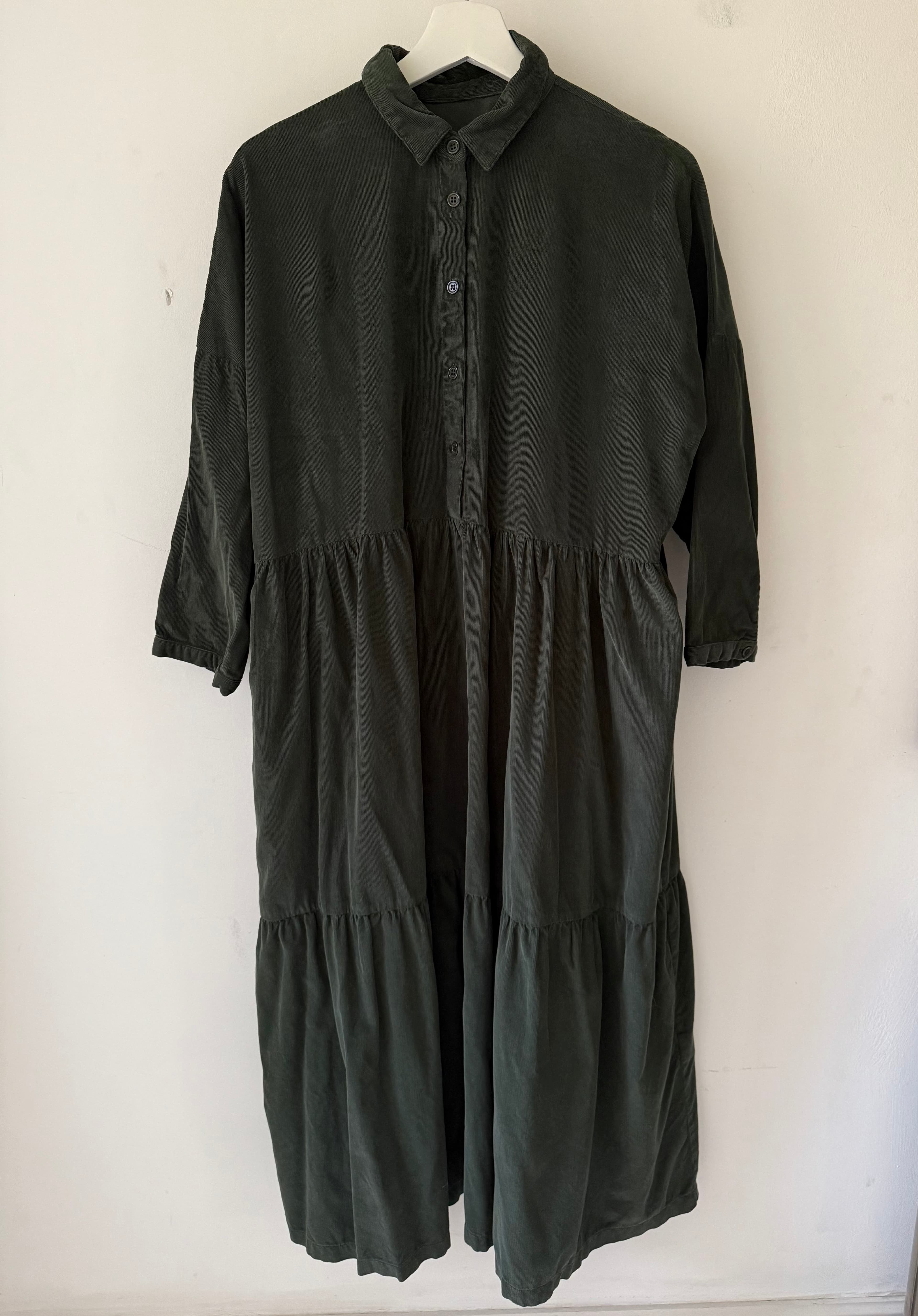 Cass Organic Cotton Corduroy Dress in Army S Preloved