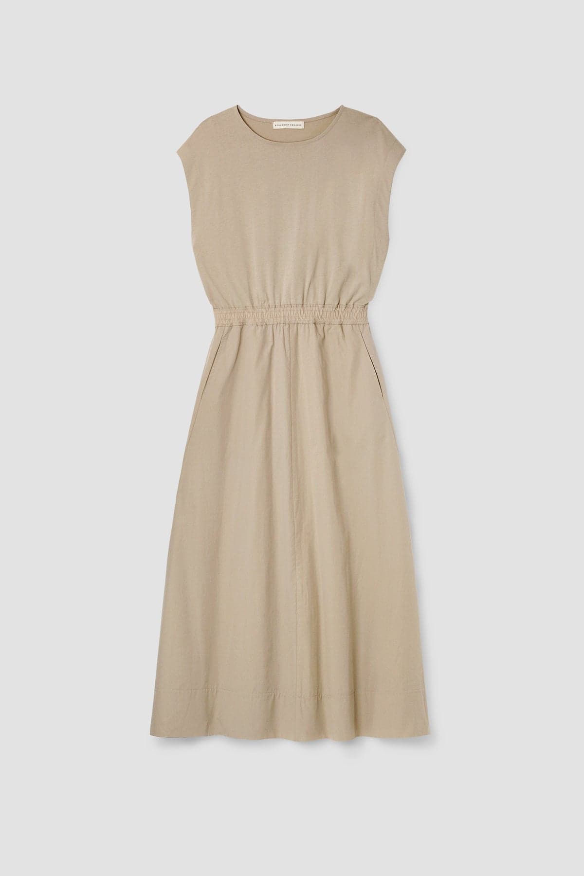 Tanya Organic Cotton Jersey and Poplin Dress in Sand