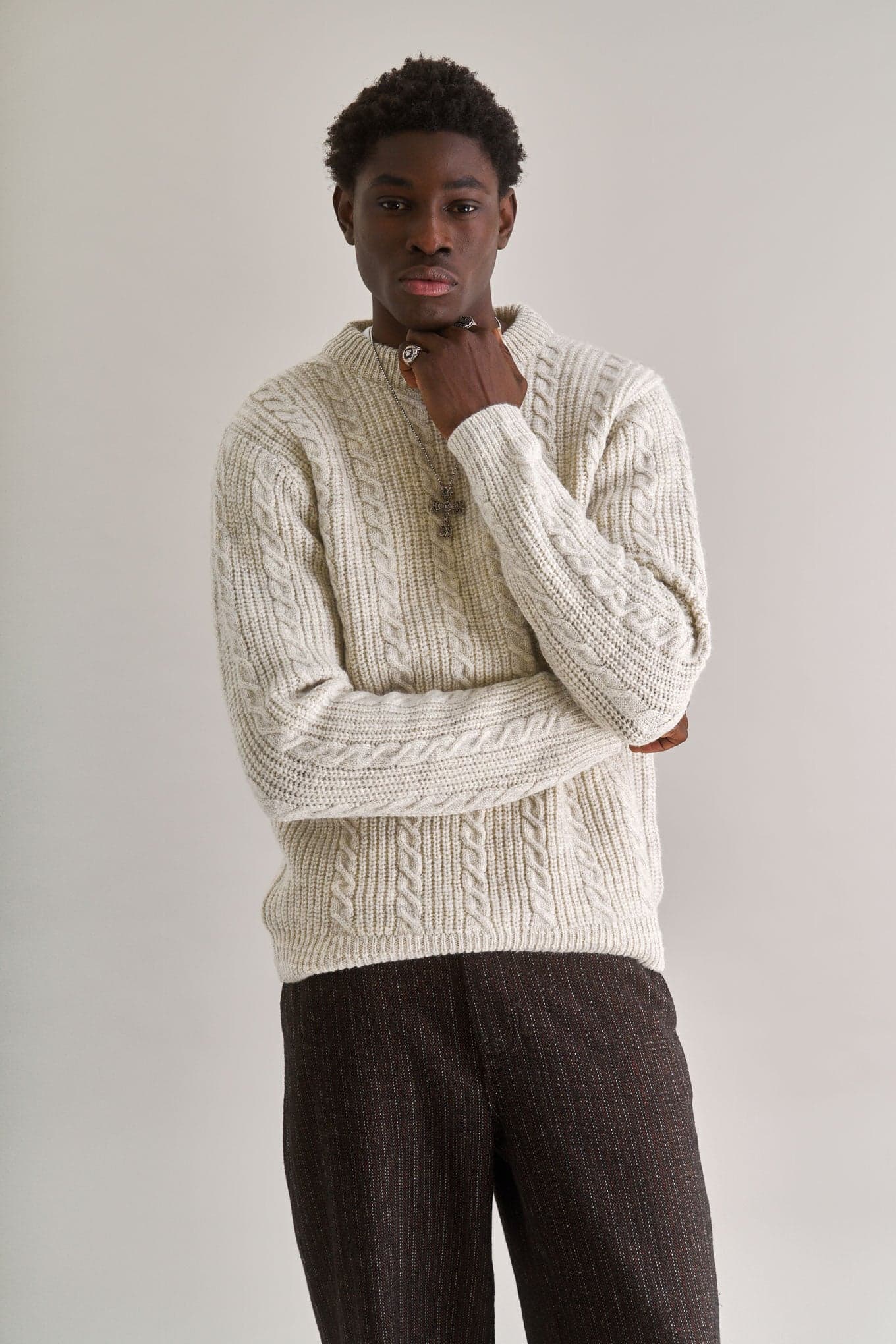 CABLE Lambswool Jumper - Natural