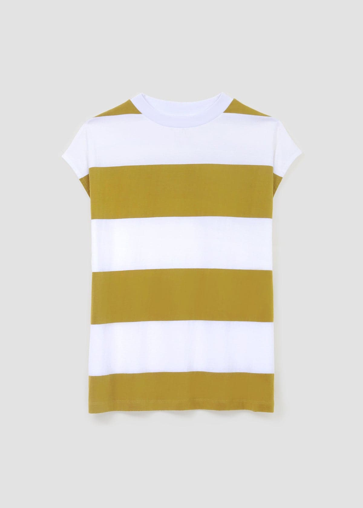 Aukai-Sue Organic Cotton Top in Olive and White Bold Stripe